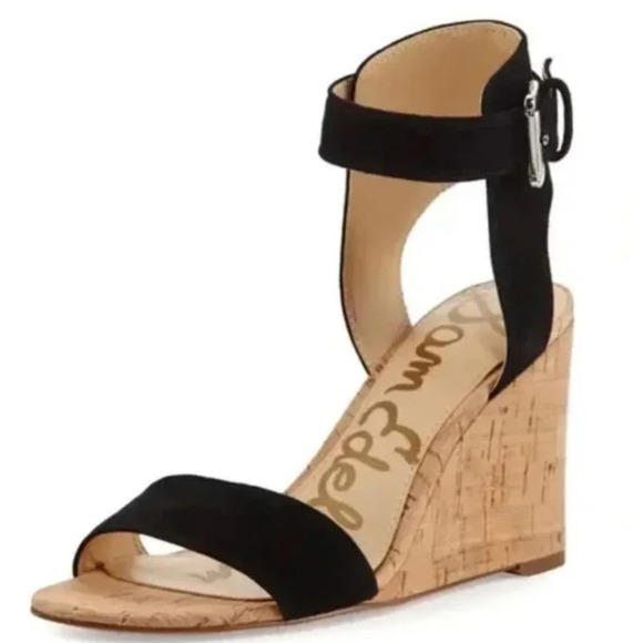 Sam Edelman Shoes - Sam Edelman Womens Willow Suede Wedge Sandal Size 8M Black New without Box